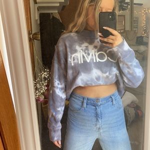 Calvin Klein blue tie die cropped crew neck